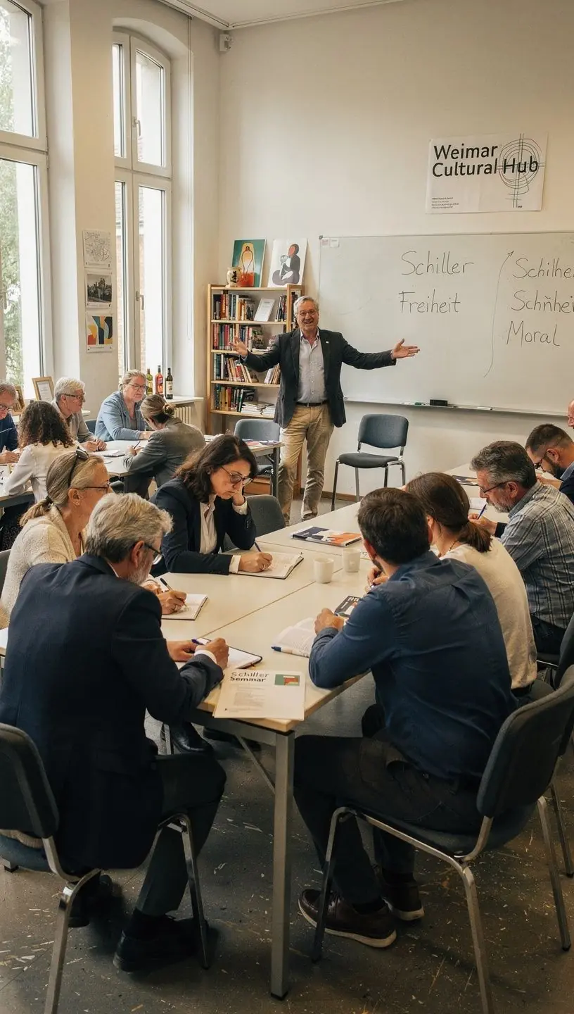 Eine Statue von Friedrich Schiller im Weimarer Stadtpark.